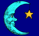 Dibujo Luna y estrella pintado por maria