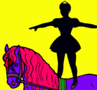 Dibujo Trapecista encima de caballo pintado por julieta