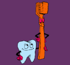 Dibujo Muela y cepillo de dientes pintado por daniel