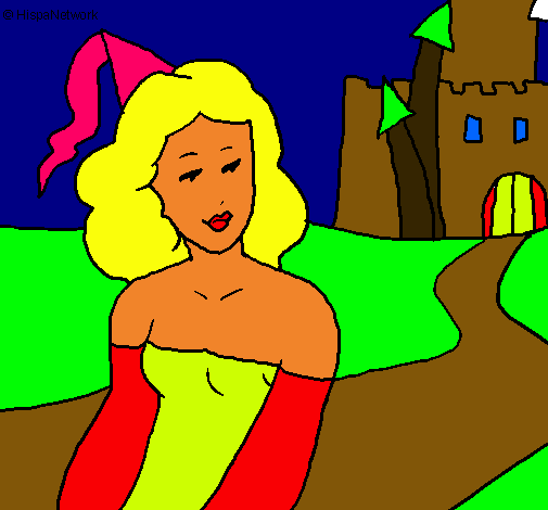 Dibujo Princesa y castillo pintado por thiara