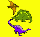 Dibujo Tres clases de dinosaurios pintado por tyhstrsyyrty