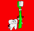 Dibujo Muela y cepillo de dientes pintado por Daniel
