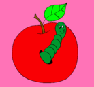 Dibujo Manzana con gusano pintado por devany