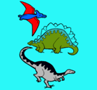 Dibujo Tres clases de dinosaurios pintado por samuel valero
