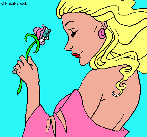 Dibujo Princesa con una rosa pintado por daphne