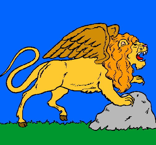 Dibujo León alado pintado por checcid