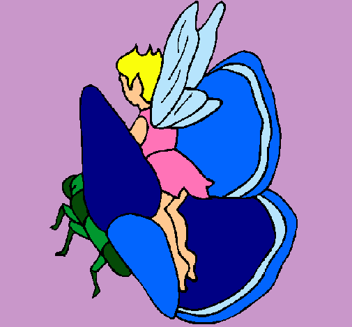 Dibujo Duende y mariposa pintado por checcid