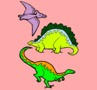 Dibujo Tres clases de dinosaurios pintado por agustina vidal