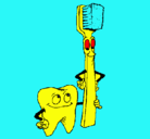 Dibujo Muela y cepillo de dientes pintado por senior planta