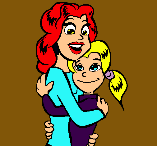 Dibujo Madre e hija abrazadas pintado por Quimey