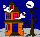 Dibujo Casa fantansma pintado por los fantasmas