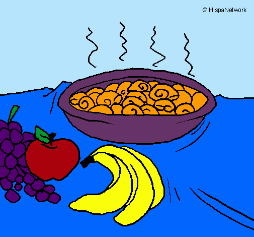 Dibujo Fruta y caracoles a la cazuela pintado por guadalupe
