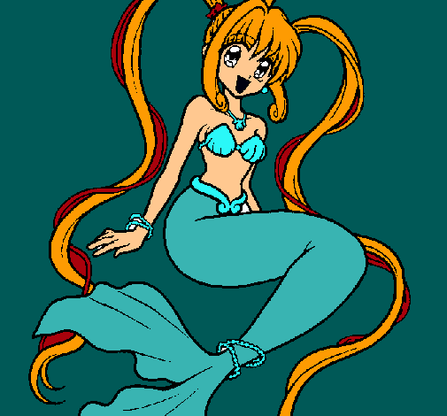 Dibujo Sirena con perlas pintado por checcid