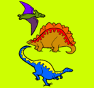 Dibujo Tres clases de dinosaurios pintado por caio