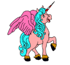 Dibujo Unicornio con alas pintado por unicornio