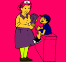 Dibujo Enfermera y niño pintado por luis