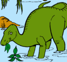 Dibujo Dinosaurio comiendo pintado por Hacob
