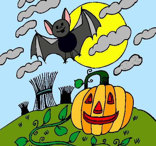 Dibujo Paisaje de Halloween pintado por ginita
