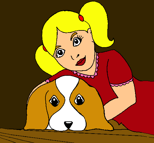 Dibujo Niña abrazando a su perro pintado por checcid