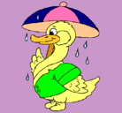 Dibujo Pato bajo la lluvia pintado por paola