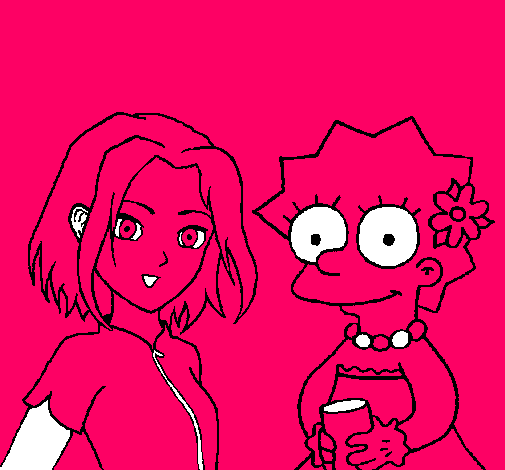 Dibujo Sakura y Lisa pintado por demi