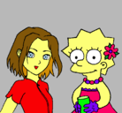 Dibujo Sakura y Lisa pintado por tita