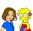Dibujo Sakura y Lisa pintado por estefany