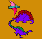 Dibujo Tres clases de dinosaurios pintado por joseramon