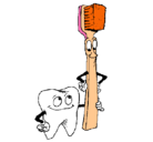 Dibujo Muela y cepillo de dientes pintado por uriel