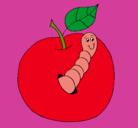 Dibujo Manzana con gusano pintado por vanexitha !!