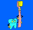 Dibujo Muela y cepillo de dientes pintado por aitana