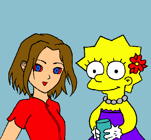 Dibujo Sakura y Lisa pintado por carr