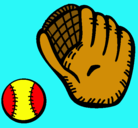 Dibujo Guante y bola de béisbol pintado por paula