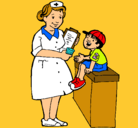 Dibujo Enfermera y niño pintado por JULIAR