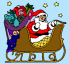 Dibujo Papa Noel en su trineo pintado por kitych