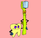Dibujo Muela y cepillo de dientes pintado por adalberto