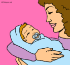 Dibujo Madre con su bebe II pintado por mery