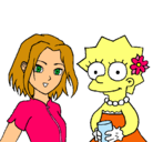 Dibujo Sakura y Lisa pintado por rebecare