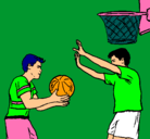 Dibujo Jugador defendiendo pintado por basketball