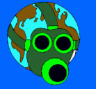 Dibujo Tierra con máscara de gas pintado por javier77
