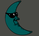 Dibujo Luna con gafas de sol pintado por MDGRR
