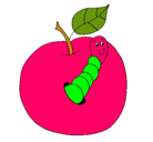 Dibujo Manzana con gusano pintado por martina