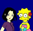 Dibujo Sakura y Lisa pintado por cometa 