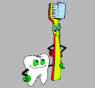 Dibujo Muela y cepillo de dientes pintado por jmaf
