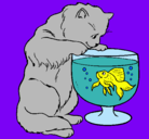 Dibujo Gato mirando al pez pintado por maite1162