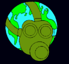 Dibujo Tierra con máscara de gas pintado por milagrosmariel