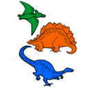 Dibujo Tres clases de dinosaurios pintado por kuri y kevin