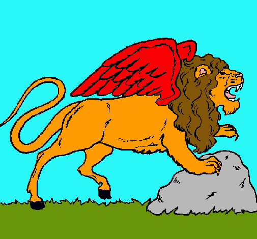 Dibujo León alado pintado por veneno