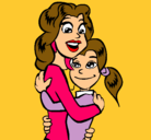 Dibujo Madre e hija abrazadas pintado por paola