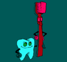 Dibujo Muela y cepillo de dientes pintado por ddddddddddddddd